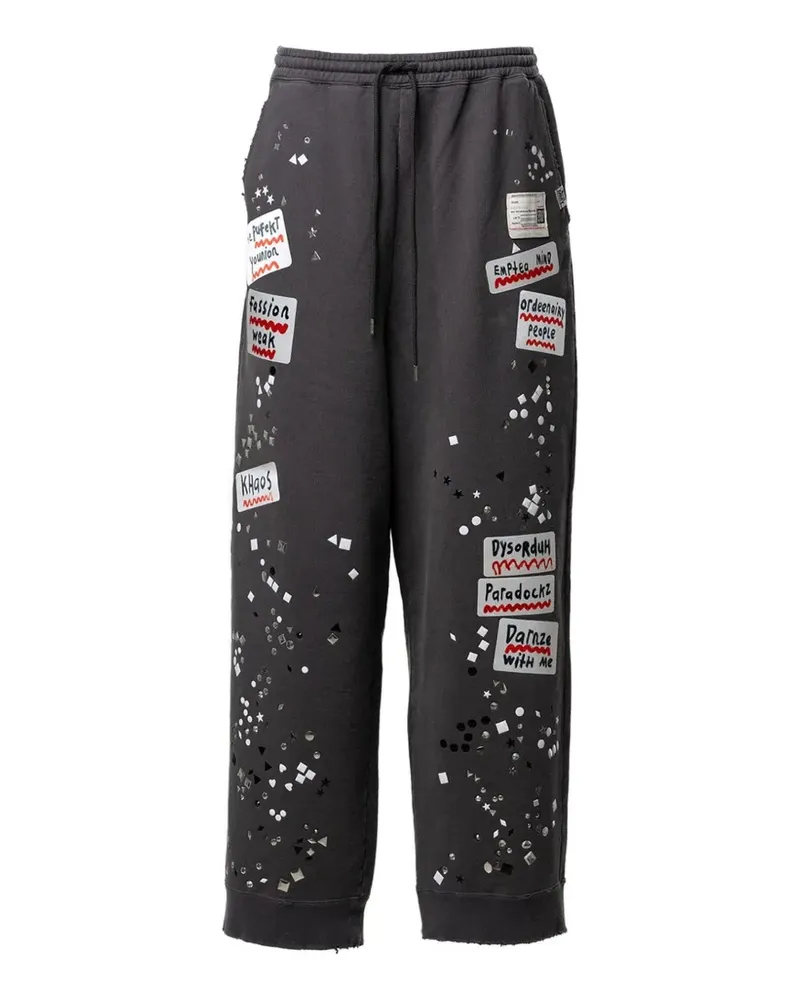 MIHARAYASUHIRO stud-embellished patch-detail track pants - Schwarz Schwarz