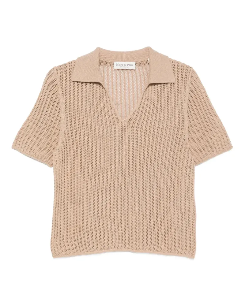 Marc O'Polo open-knit polo-collar T-shirt - Nude Nude