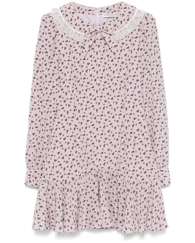 Alessandra Rich Minikleid mit Rosen-Print - Violett Violett