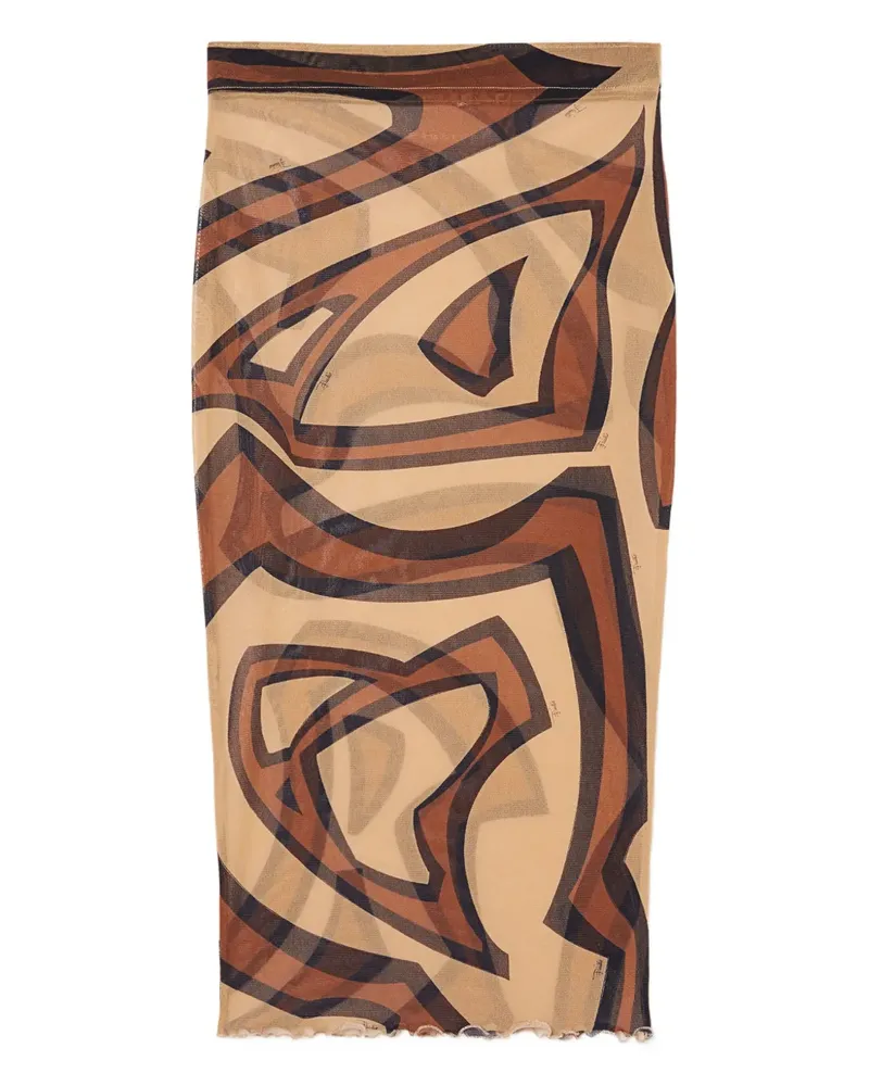 Emilio Pucci Labirinto-print midi skirt - Nude Nude