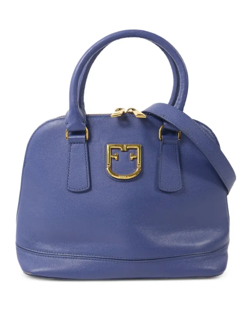 Furla logo-plaque leather shoulder bag - Blau Blau