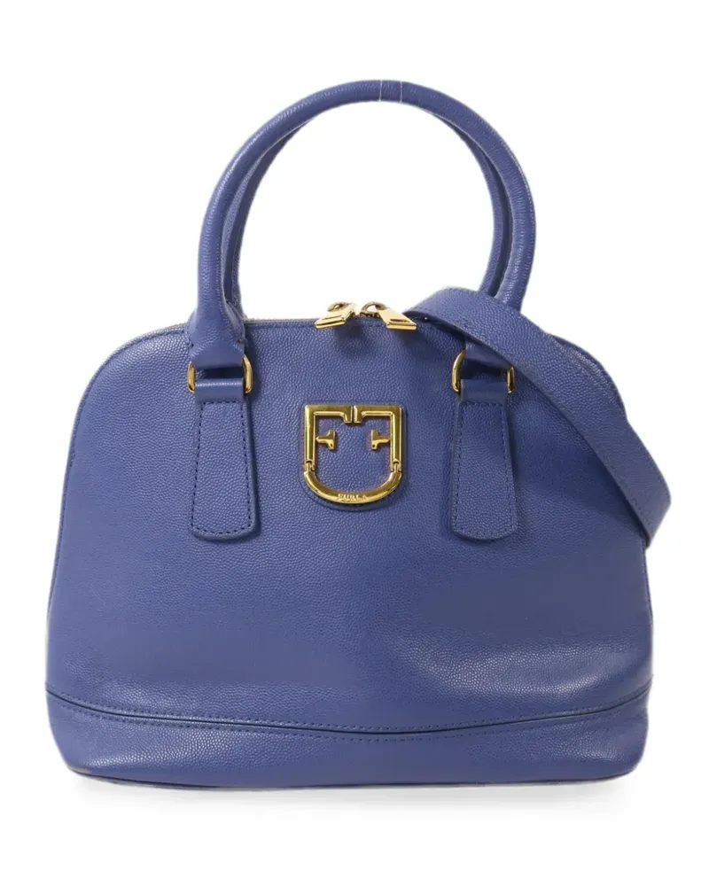 Furla logo-plaque leather shoulder bag - Blau Blau