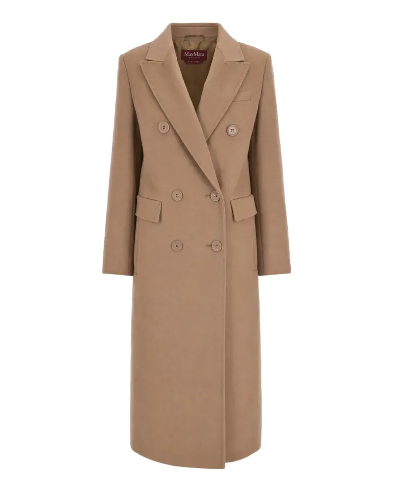 Max Mara double-breasted peak-lapels coat - Nude Nude