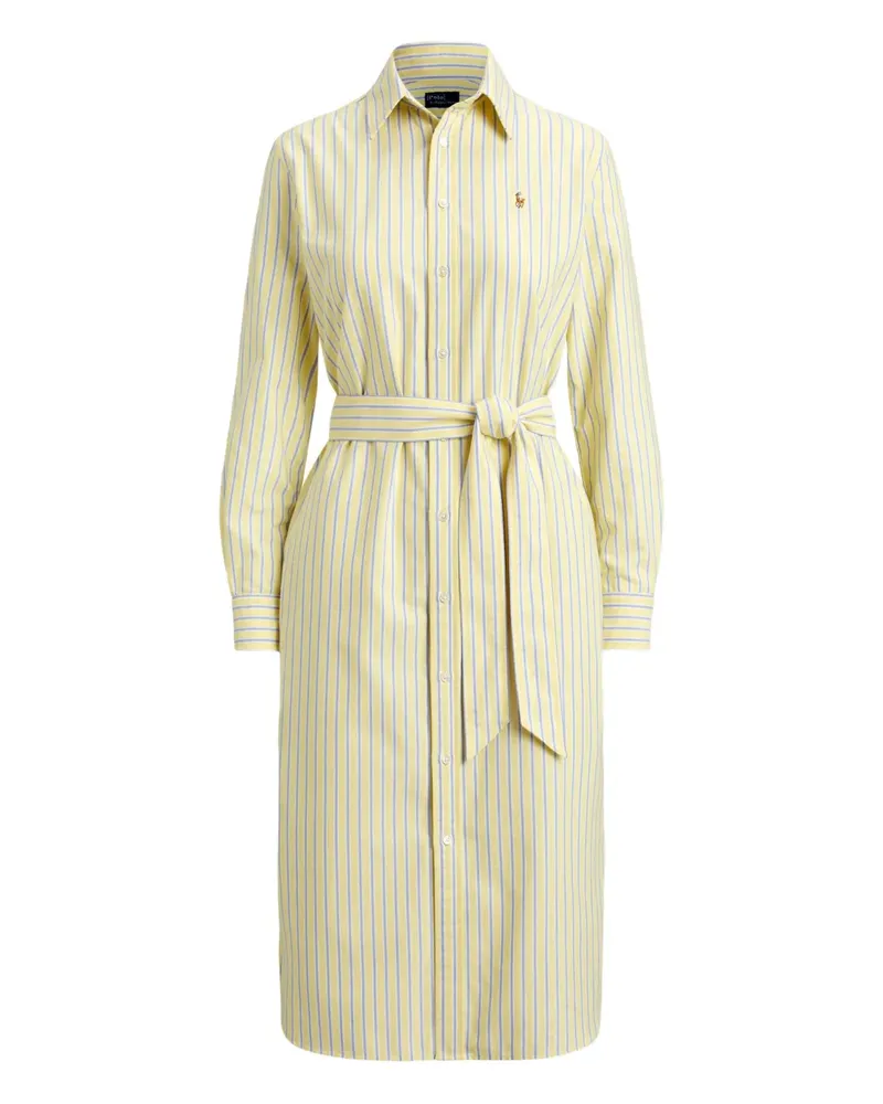 Ralph Lauren Gestreiftes Hemdkleid mit Gürtel - Gelb Gelb