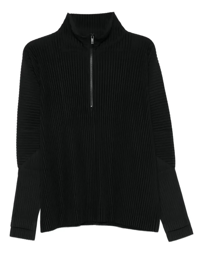 Issey Miyake zip pleated top - Schwarz Schwarz