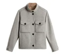 Langärmelige Jacke mit Klappentasche - Grau
