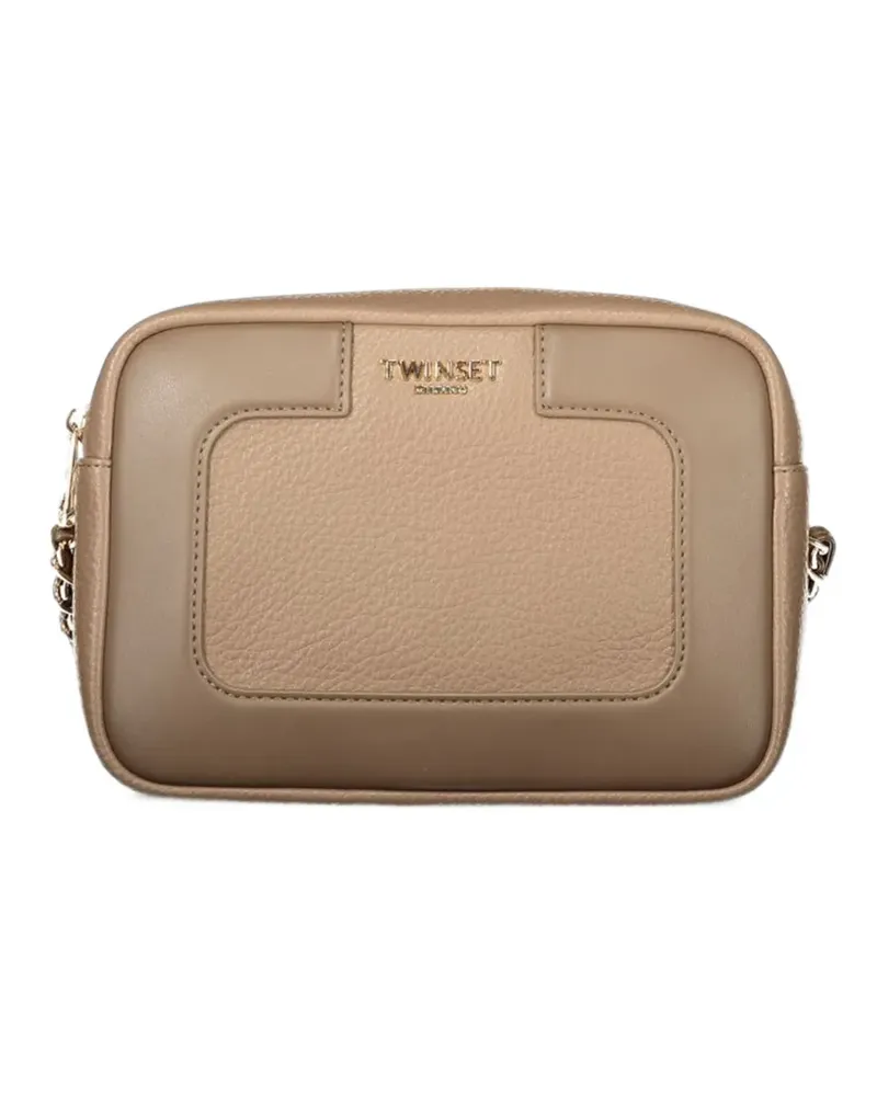 Twin-Set Schultertasche mit Logo-Schild - Nude Nude