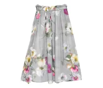 Midirock mit Blumen-Print - Grau