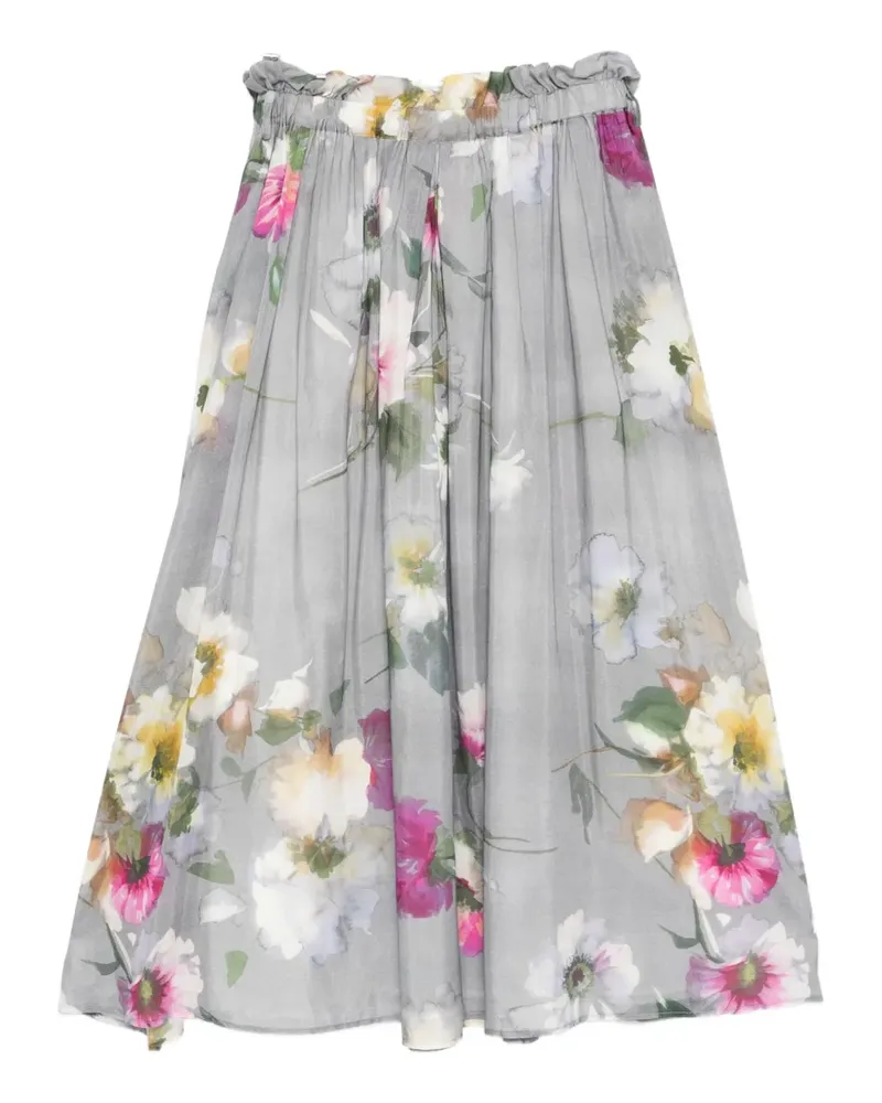 Hannes Roether floral-print gathered midi skirt - Grau Grau