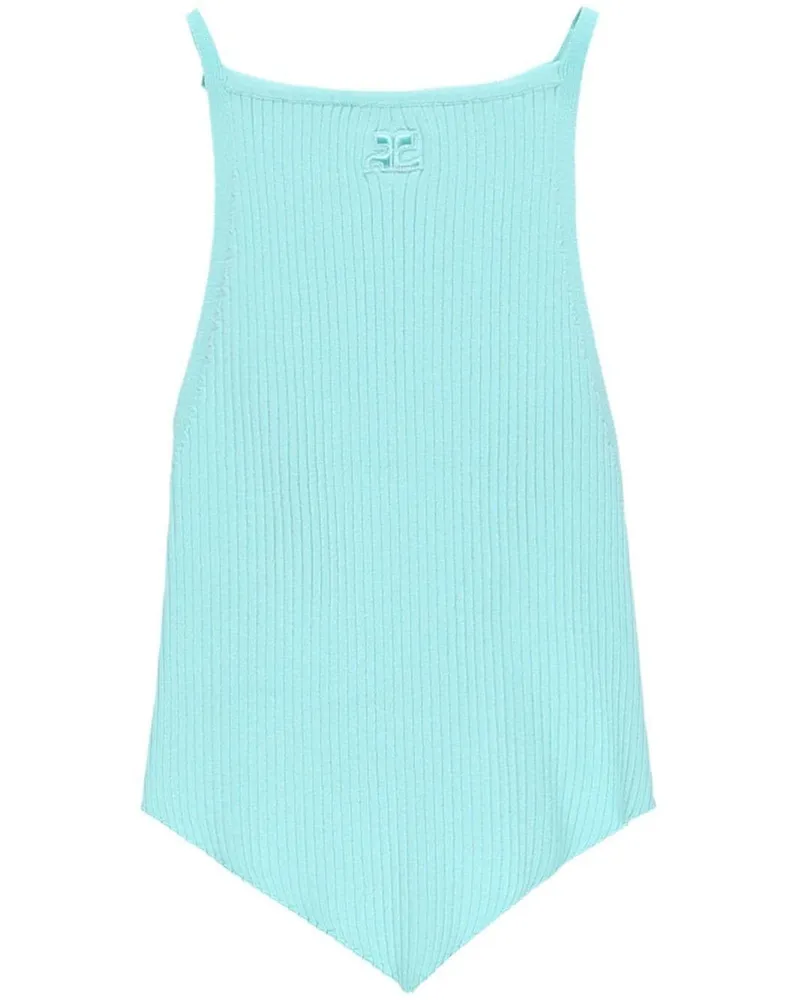 Courrèges Pointy Tanktop aus Rippstrick - Blau Blau