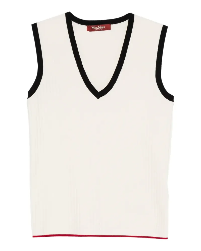 Max Mara Tanktop mit V-Ausschnitt - Weiß Weiß