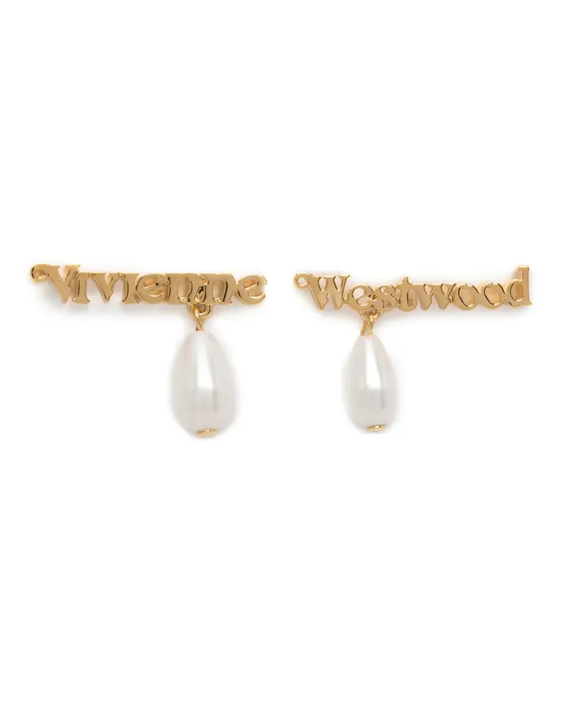Vivienne Westwood Amelia logo-lettering earrings - Gold Gold