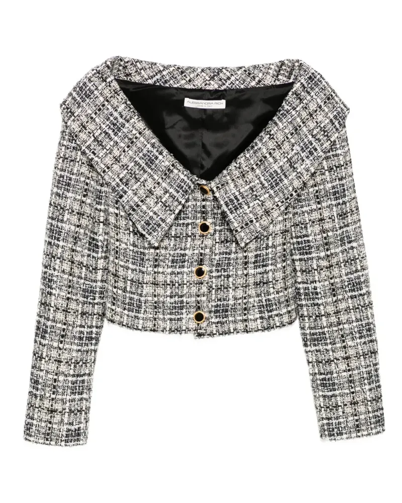 Alessandra Rich Karierte Tweed-Jacke aus Lurex - Schwarz Schwarz