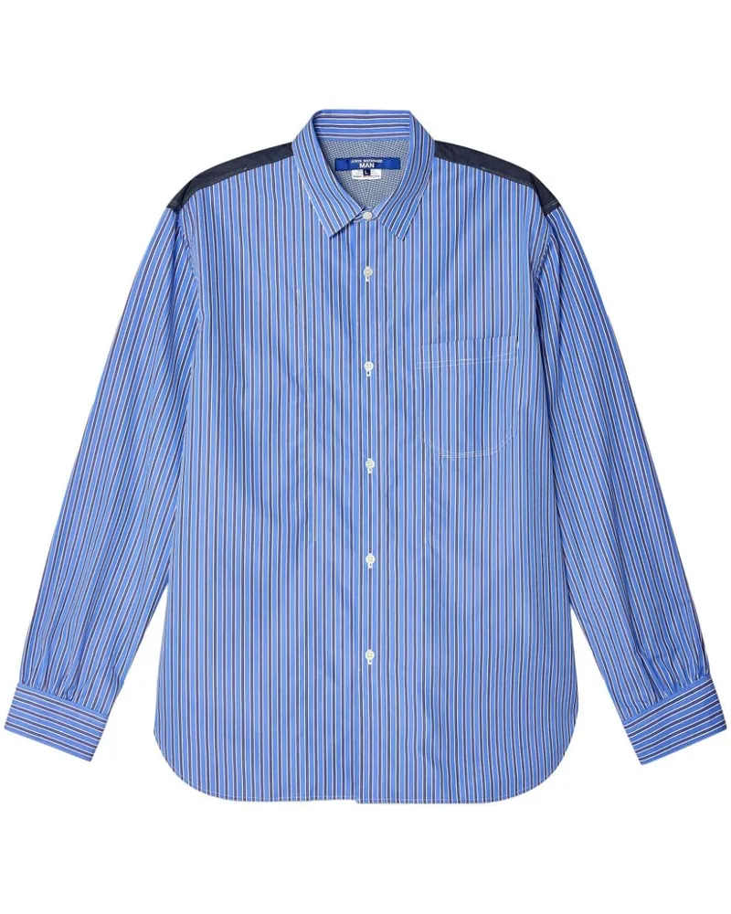 Junya Watanabe Gestreiftes Patchwork-Hemd - Blau Blau