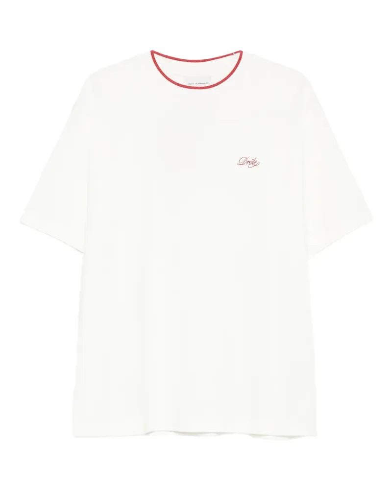 Drôle de Monsieur piped droit T-shirt - Weiß Weiß