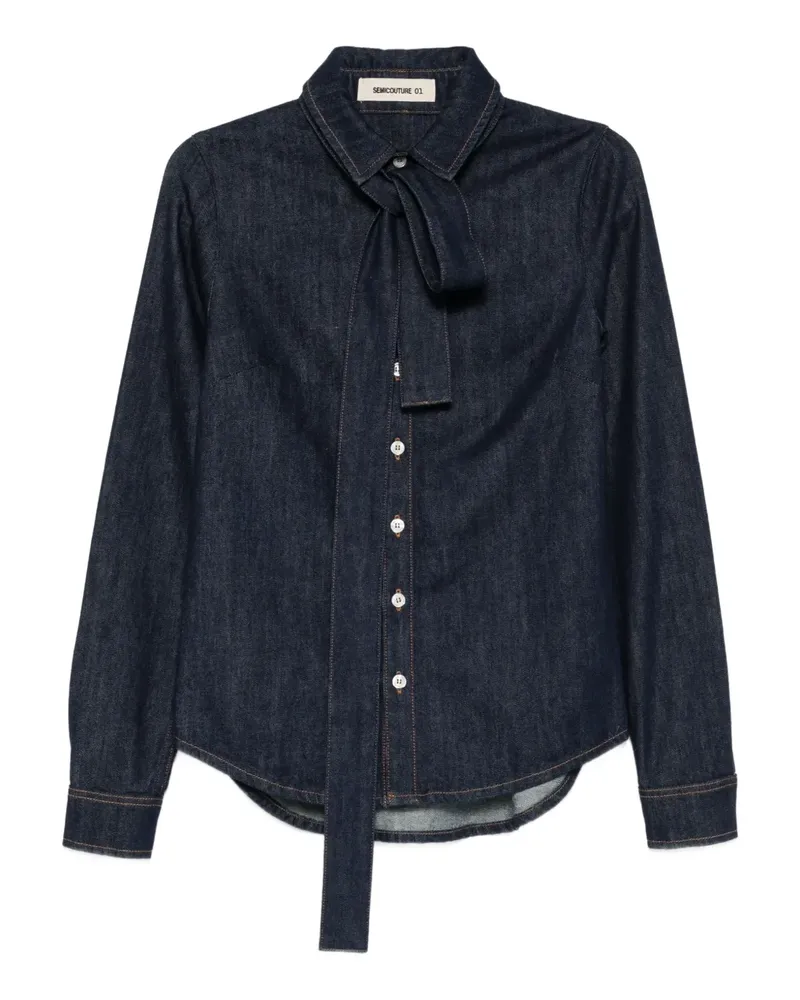 Semicouture Hemd mit Schleifenkragen - Blau Blau