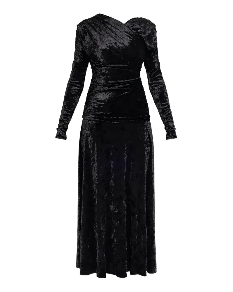 Ganni draped long-sleeved maxi dress - Schwarz Schwarz