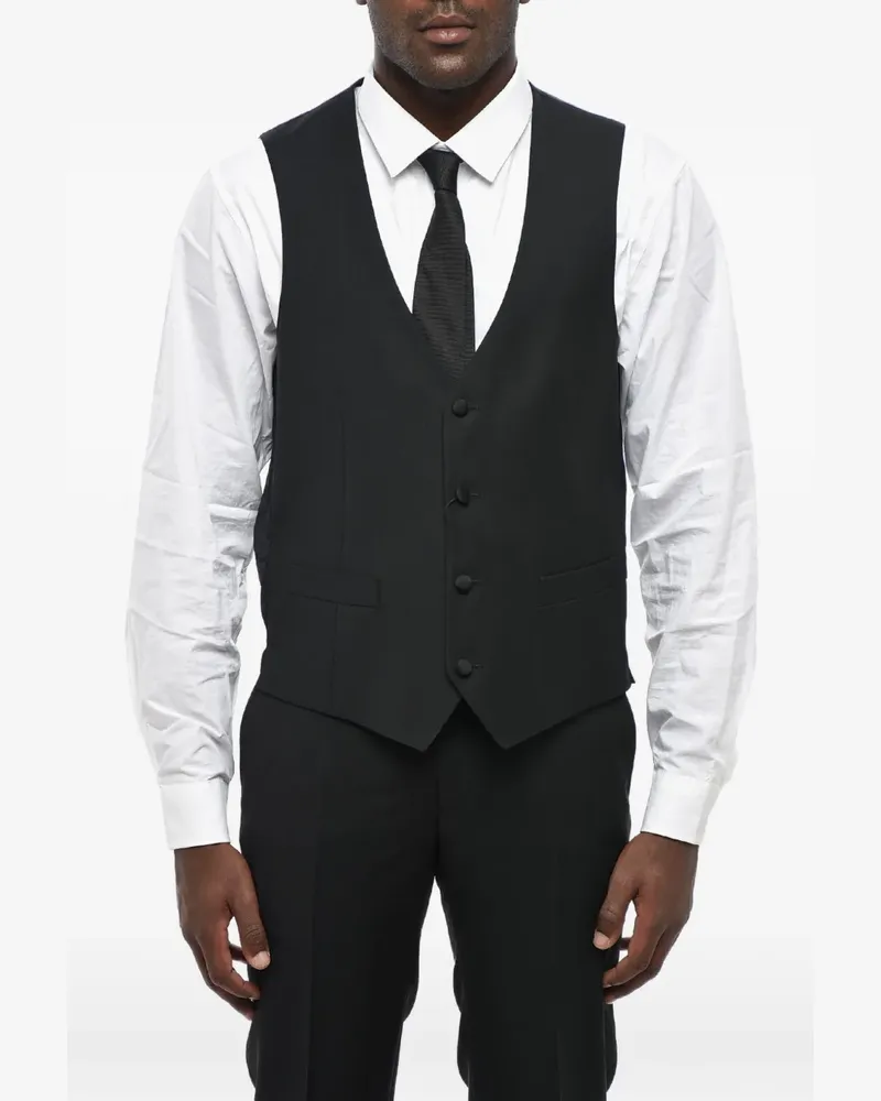 Corneliani patterned-jacquard button-up waistcoat - Schwarz Schwarz