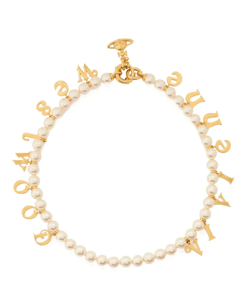 Vivienne Westwood Leanne pearl letter necklace - Gold Gold