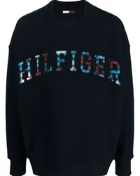 Tommy Hilfiger Bestickter Pullover mit Schottenkaro Blau