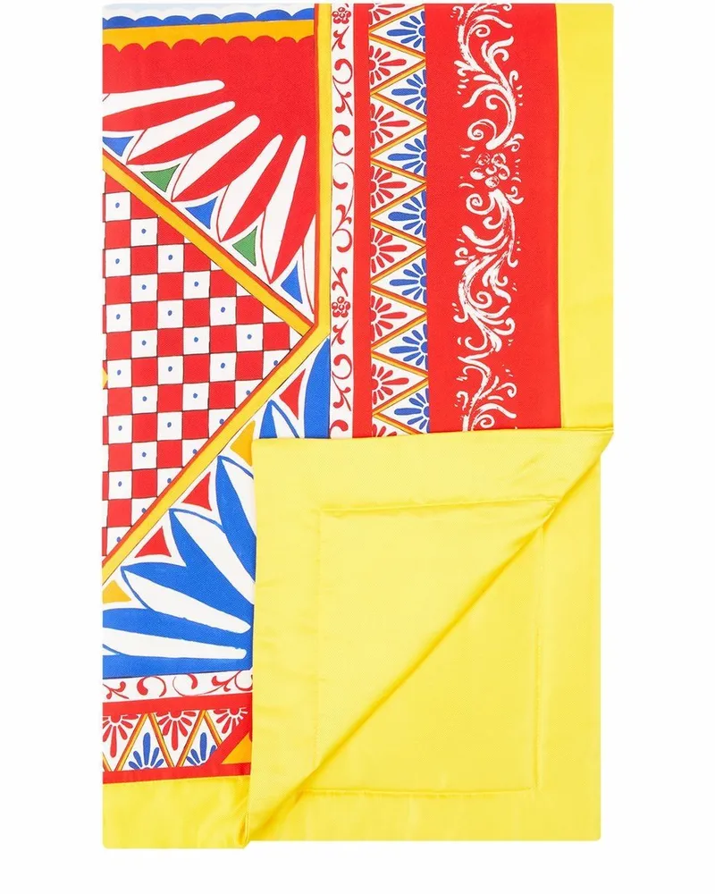 Dolce & Gabbana Gesteppte Seidendecke mit Carretto-Print - Rot Rot