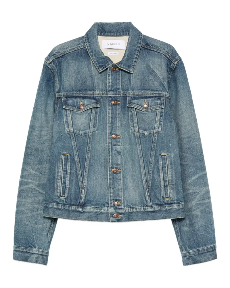 Alexander McQueen faded-effect denim jacket - Blau Blau