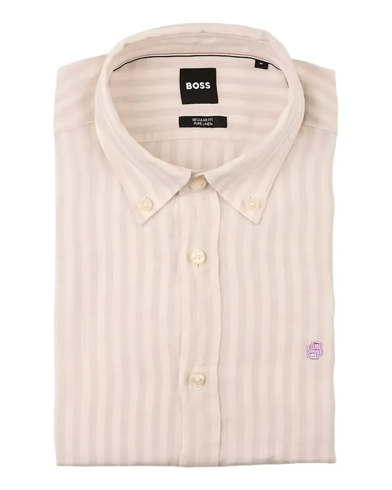 HUGO BOSS striped linen shirt - Nude Nude