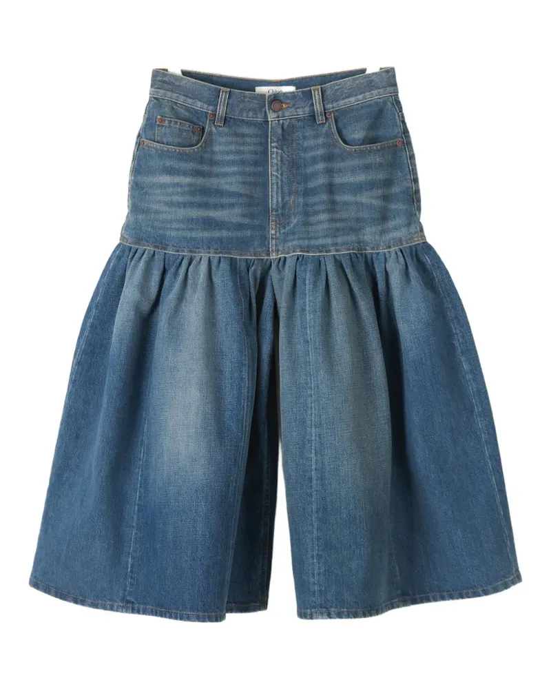 Chloé ruffled denim shorts - Blau Blau