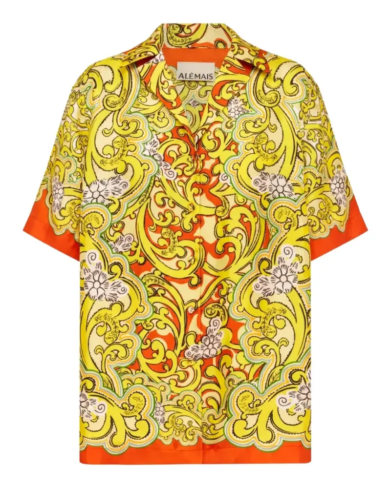 ALEMAIS Sierra baroque-print silk shirt - Gelb Gelb