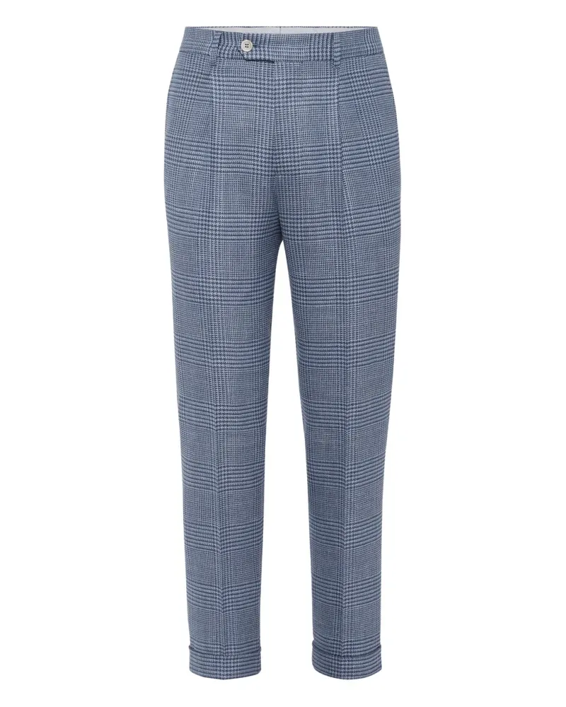 Brunello Cucinelli Hose mit Hahnentrittmuster - Blau Blau