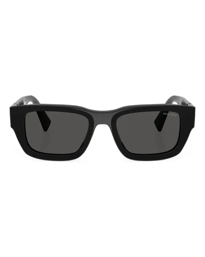 Miu Miu Eckige Sonnenbrille mit Logo-Schild - Schwarz Schwarz