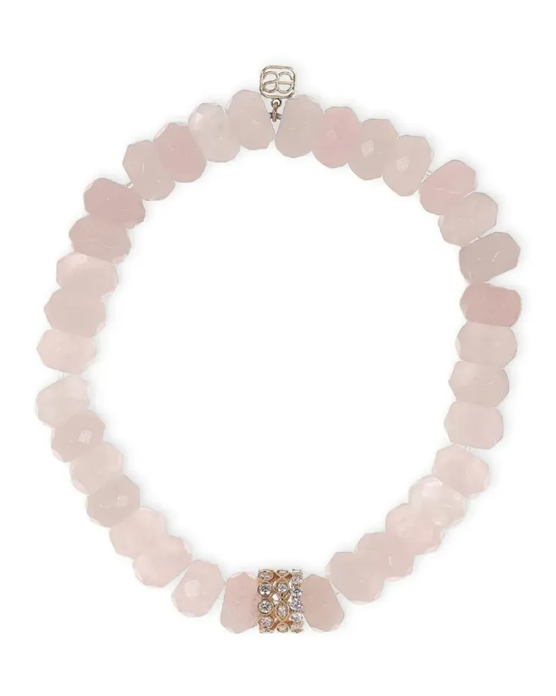 Sydney Evan Rondelle Armband mit Rosenquarz und Diamanten - Gold Gold
