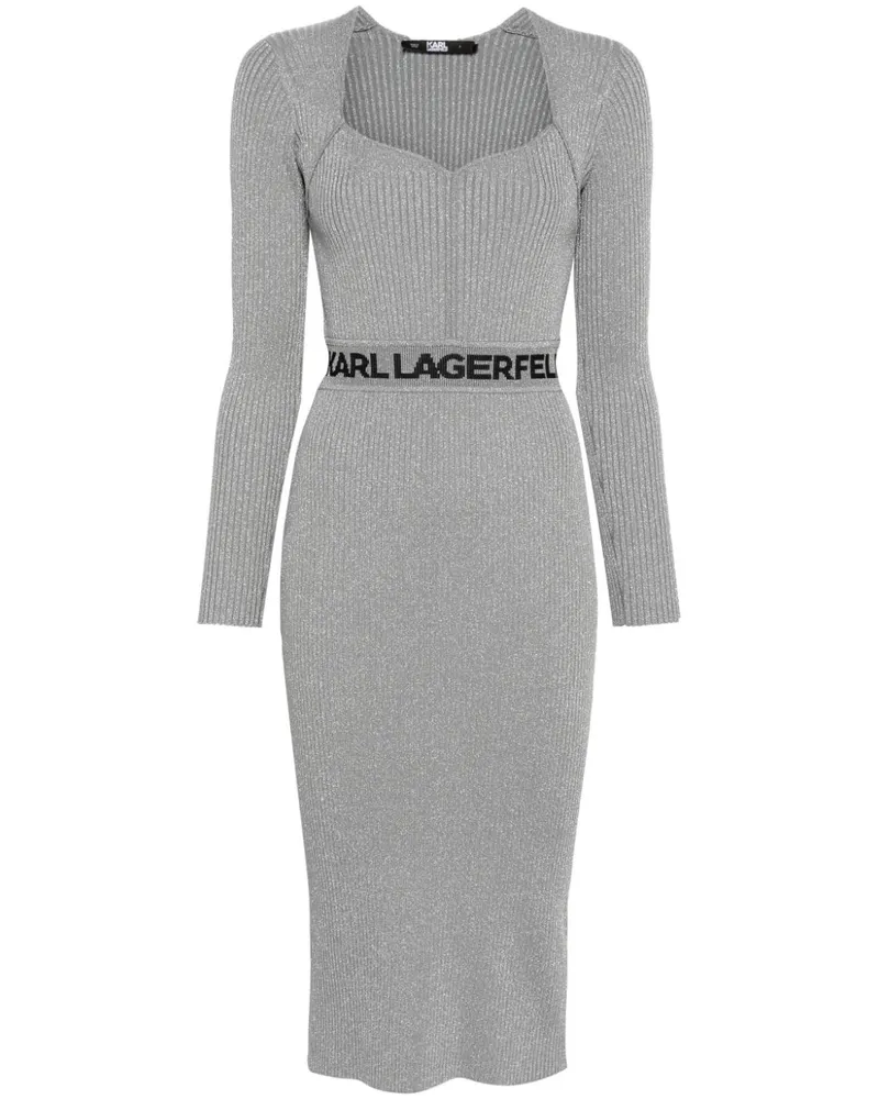 Karl Lagerfeld Kleid mit Logo-Bund - Grau Grau