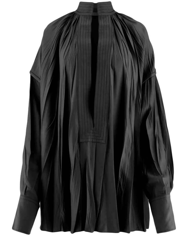Ferragamo Kaftan Hemd in Knitteroptik - Schwarz Schwarz