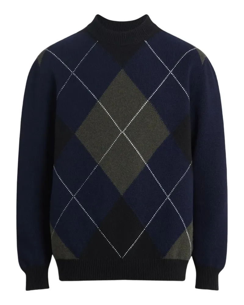 Balmain Pullover aus Merinowolle mit Rautenmuster - Blau Blau