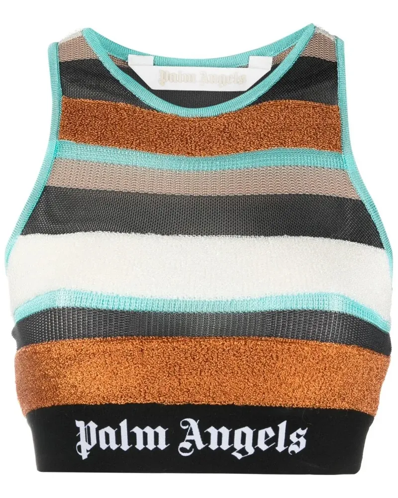 Palm Angels Gestreiftes Top mit Logo-Bund - Braun Braun