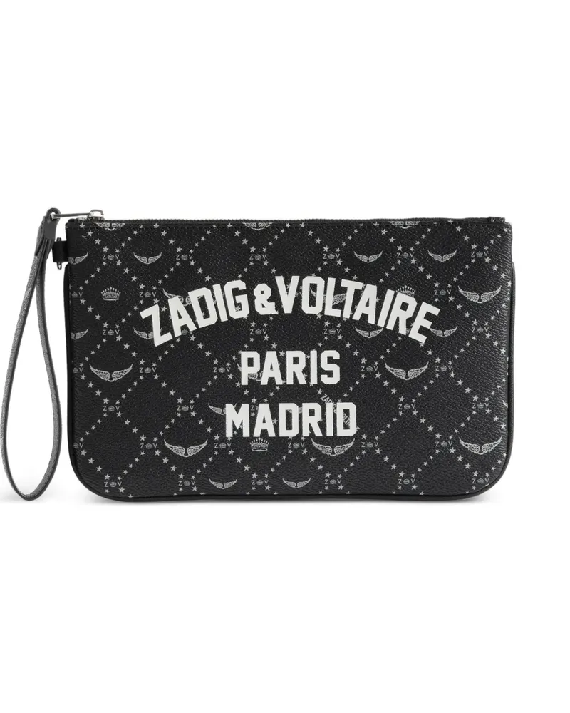 Zadig & Voltaire x St Barth logo-print clutch bag - Schwarz Schwarz