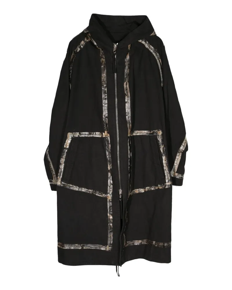 Boris Bidjan Saberi zip-up hooded parka Schwarz