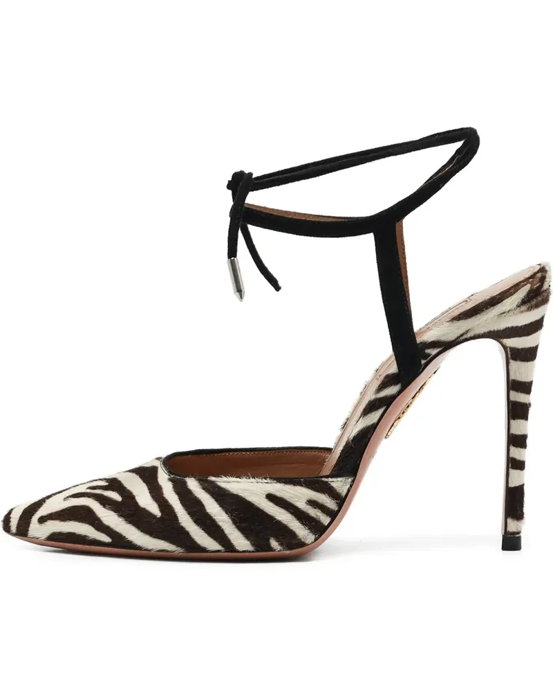 Aquazzura Candance Pumps mit Zebra-Print 110mm - Nude Nude