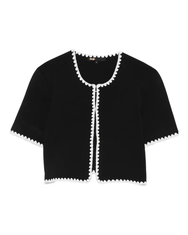 Maje Cropped-Cardigan mit Ziernähten - Schwarz Schwarz
