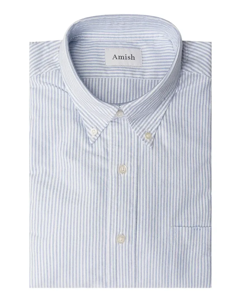 Amish striped chest-pocket shirt - Blau Blau