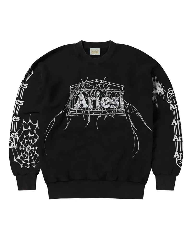 Aries Sweatshirt mit Spinnennetz - Schwarz Schwarz