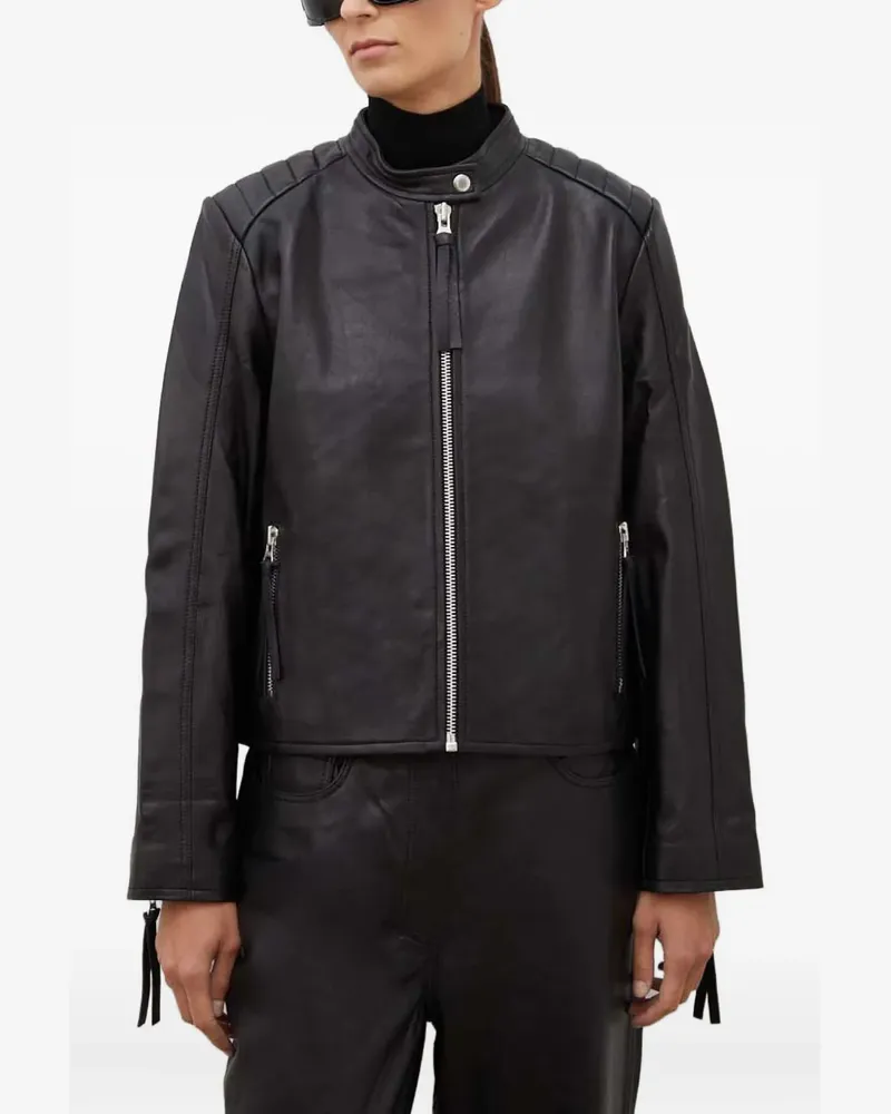Samsøe & Samsøe Lederjacke mit Reißverschluss - Schwarz Schwarz