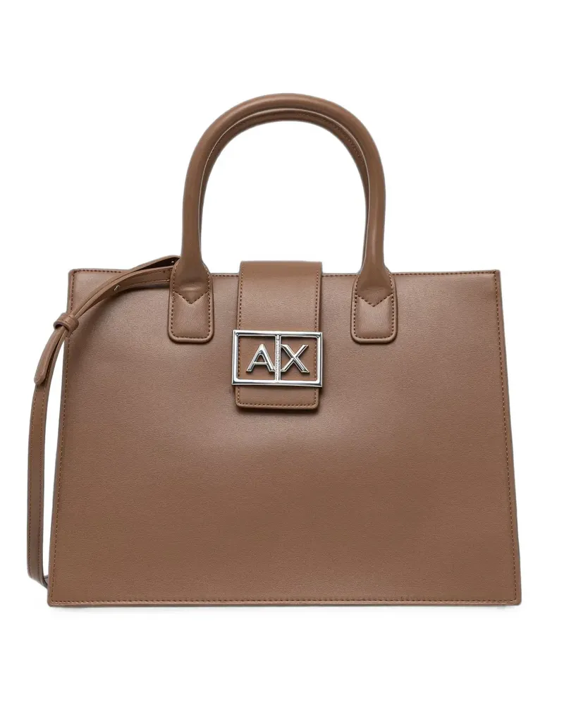 Armani Exchange logo-plaque tote bag - Nude Nude