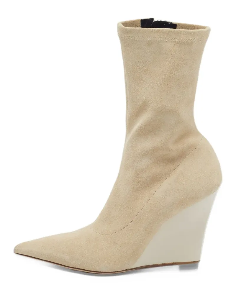 Paris Texas suede wedge ankle boots - Nude Nude