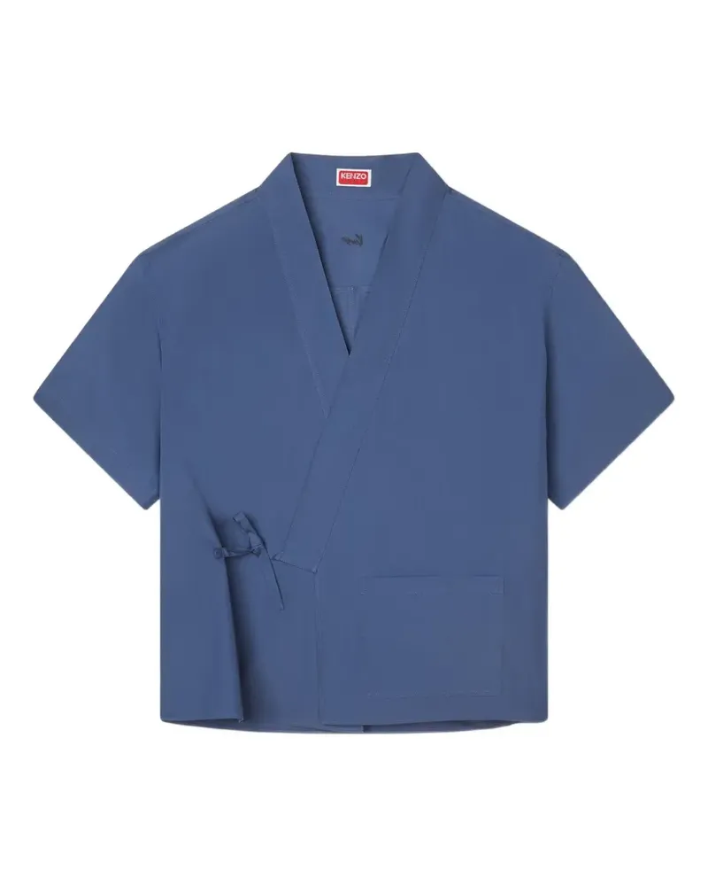 Kenzo wrap-front short-sleeve shirt - Blau Blau