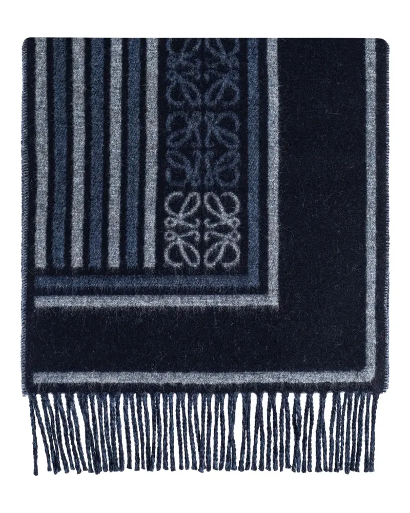 Loewe fringed patterned scarf - Blau Blau