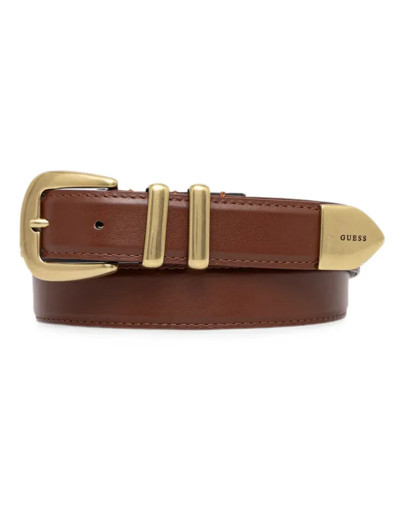Guess logo-plaque buckle-fastening belt - Braun Braun