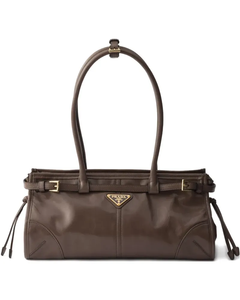 Prada medium bonnie leather tote bag - Braun Braun