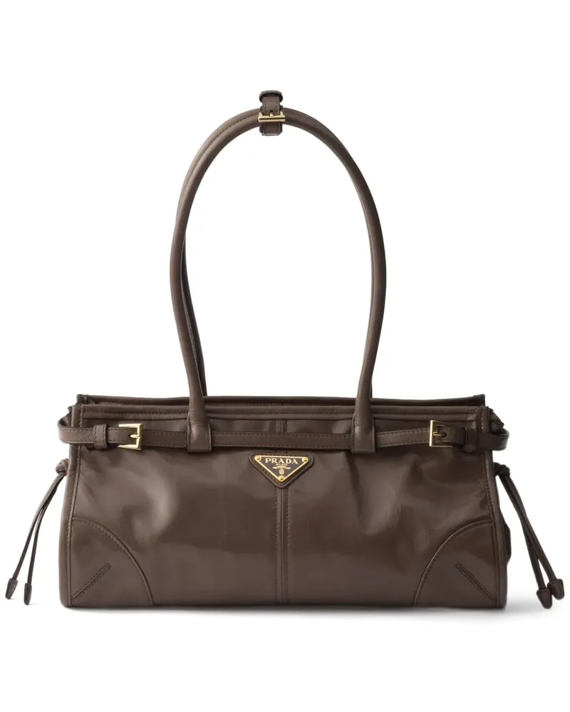 Prada medium bonnie leather tote bag - Braun Braun